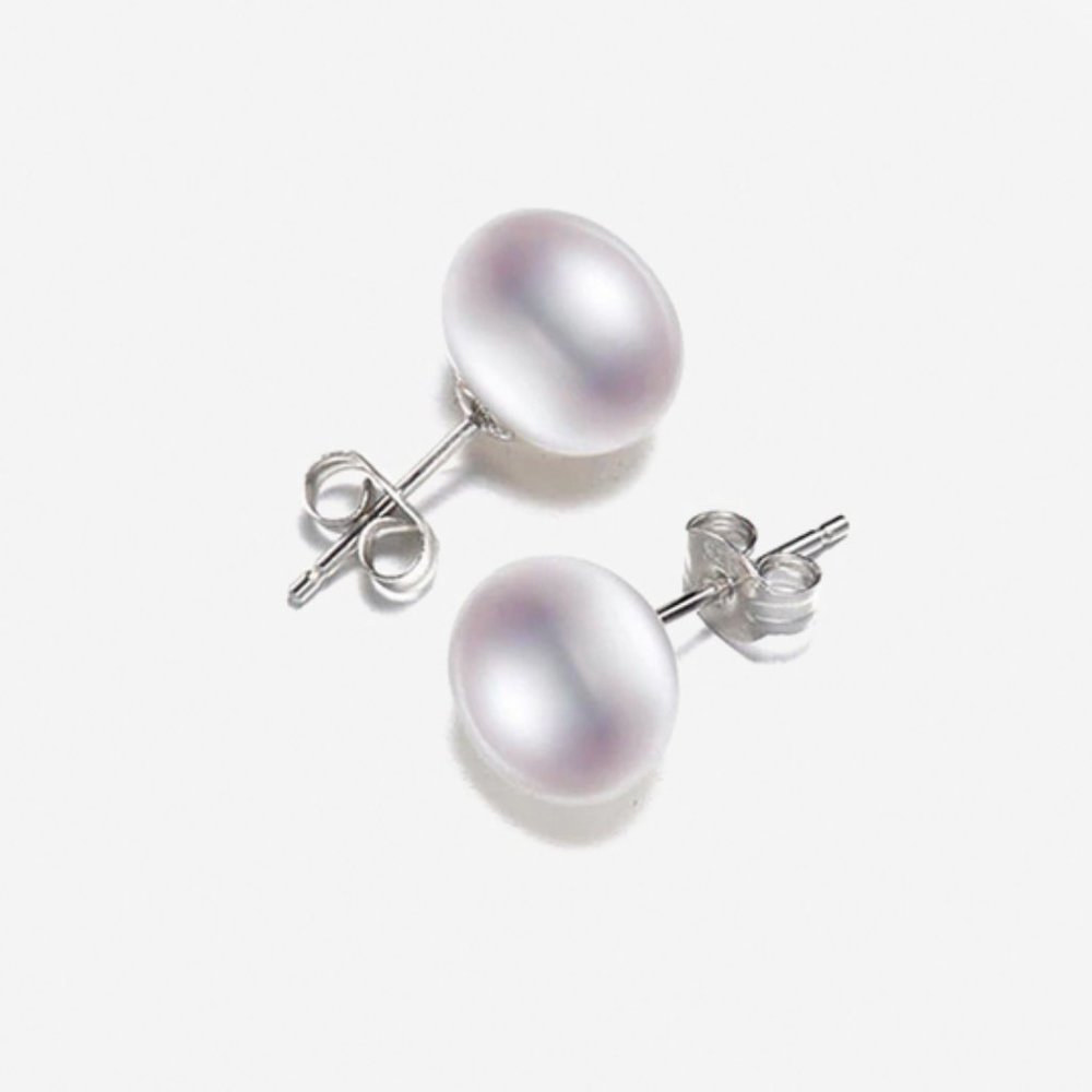 Freshwater Pearl Stud Earrings Sterling Silver - Picture 3 of 8